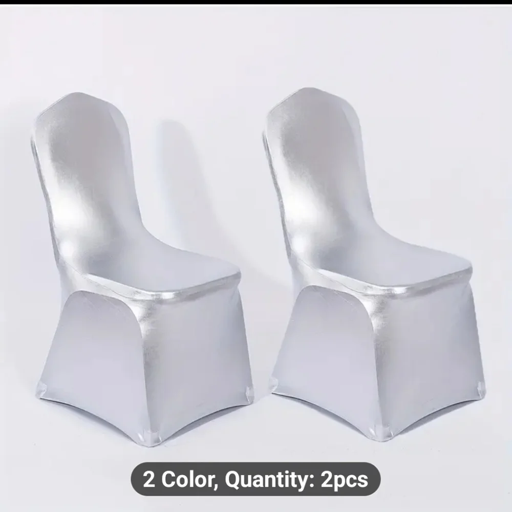 New Set of 2 Silver Glitter Chair Covers - GREAT FOR WEDDINGS & SPECIAL EVENTS